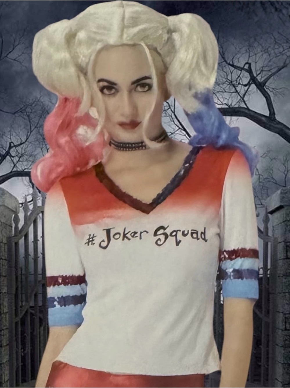 2 for $30 - Halloween Mad Harlequeen Top Only